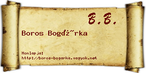 Boros Bogárka névjegykártya